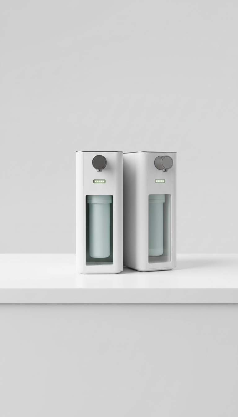 Countertop purification system with brushed steel finish